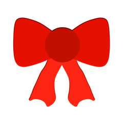 3D Red ribbon illustration element for decoration, christmas bow