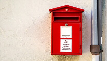 Red Mailbox on a Light Beige Wall