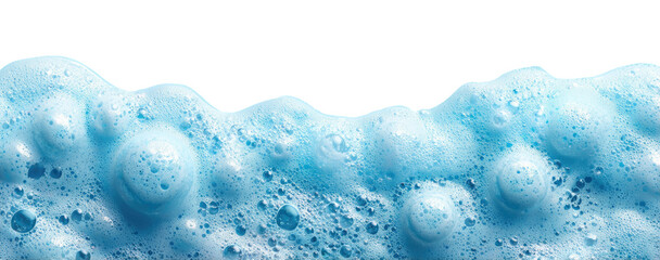 Light blue soapy foam with many rounded bubbles