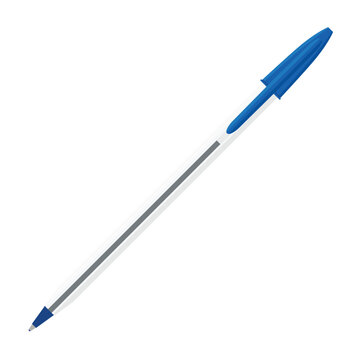 Cheap blue plastic ballpoint pen realistic