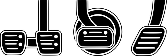 Car pedal icons symbol. Flat and line design style.