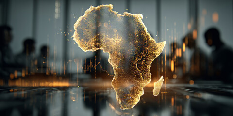 Conceptual representation of Africa showcasing innovation and growth