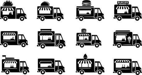 Food truck Icon set. vectors for apps and website designs