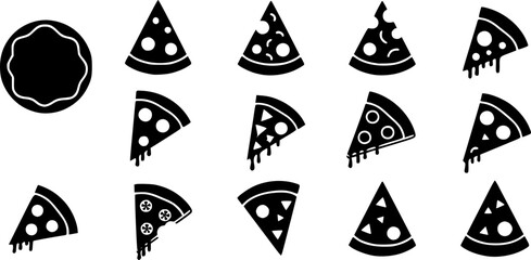Pizza slice icon Graphic vector set for ui design
