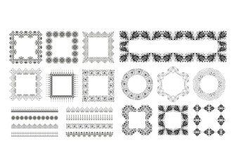 Ornamental Decorative Frames, Brush and Borders Set – Vintage Vector Collection