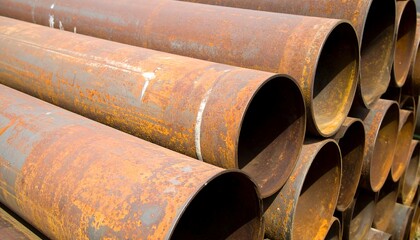 Stacked rusty metal pipes (2)