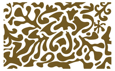 Brown organic shapes on a white background