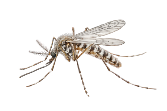 Close-up of a mosquito with detailed wings and body