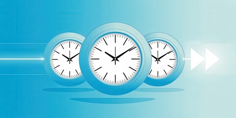 Streamline projects and meet deadlines with visual clocks showing promptness on a bright blue background