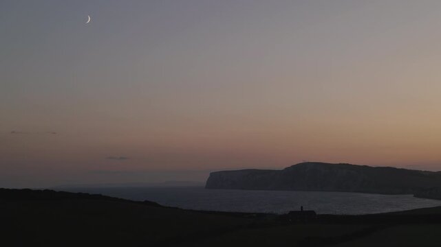 Isle of Wight Compton Bay at Sunset, Static Wide Shot