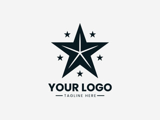 Obraz premium Black five pointed star vector logo symbol for decoration, badge and minimalist design