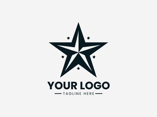 Black five pointed star vector logo symbol for decoration, badge and minimalist design