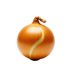 Perfectly lit golden onion isolated against a transparent background showing texture and details