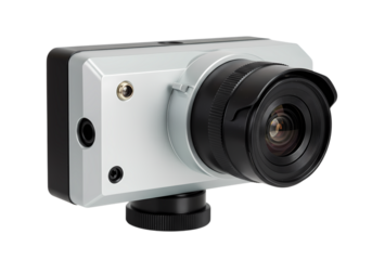 Industrial Security Camera CCTV Surveillance System Compact Lens Machine Vision Monitoring Equipment Closeup View isolated on transparent background