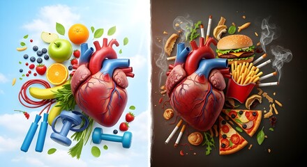Healthy lifestyle choices versus unhealthy habits impacting the human heart