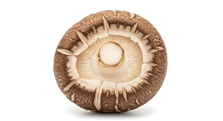 Closeup of shiitake mushroom gills and cap showcasing natural texture for culinary inspiration