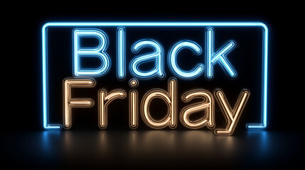 Neon Black Friday: A visually stunning depiction of the Black Friday message illuminated in radiant neon, casting a vivid glow against a rich dark setting.