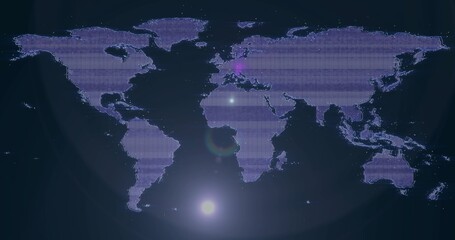 Displaying pixelated overlay in space UI showing glowing Atlantic marker glitchlines and lens flare