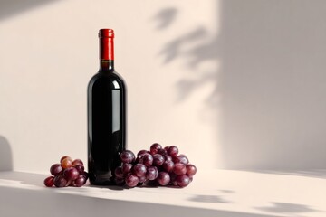 Obraz premium Elegant wine bottle and grapes creating a sophisticated atmosphere, perfect for wine related projects