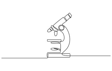 Continuous one line drawing of Laboratory microscope vector illustration. Editable outline