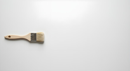 Clean Paintbrush on White Background with Copy Space