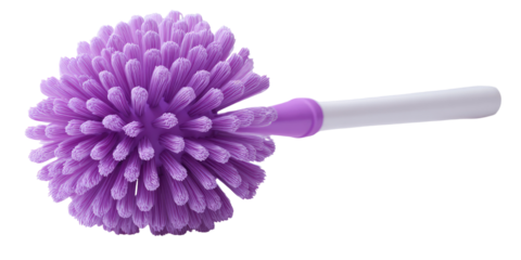 Purple cleaning brush with a round head