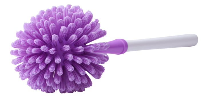 Purple cleaning brush with a round head