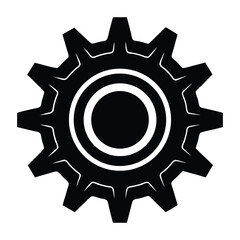 Industrial gear symbol silhouette with concentric circles mechanical engineering concept design illustration