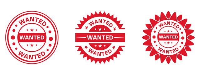 Obraz premium Wanted Badge Stamp Design Red Vintage Icon Collection