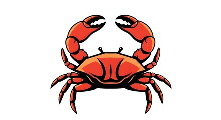 Vibrant red crab illustration with raised claws, perfect for seafood menus and ocean themes