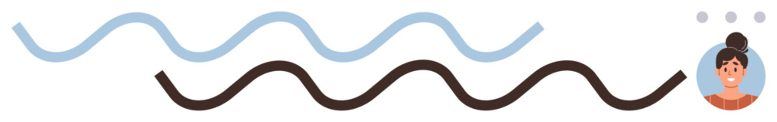 Abstract waves flow above a woman s head, symbolizing thinking, creativity, and mental processes. Ideal for concepts thumbs up imagination, inspiration, brainstorming, mindfulness, problem-solving