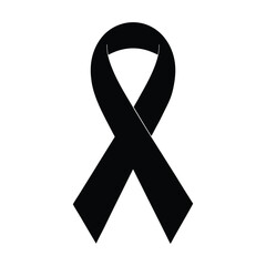Black ribbon symbol of mourning grief and remembrance isolated on white illustration