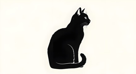 Elegant black cat silhouette posing gracefully, perfect for minimalist design or pet-themed projects