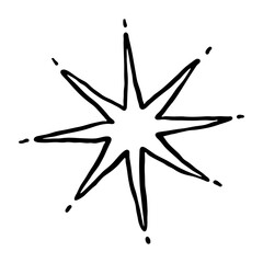 Hand drawn doodle sparkle star.
