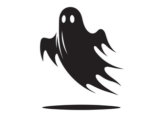 halloween ghost logo silhouette vector, ghost logo vector illustration, haunted ghost silhouette vector logo, funny halloween spooky ghost logo silhouettes vector on white background. 