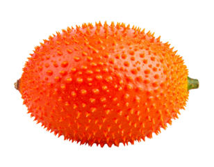  Whole Gac Fruit with Spiky Orange Skin, Isolated on Transparent Background