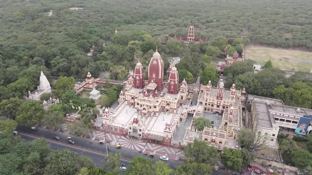 4k Aerial Drone Footage of Birla Mandir a Temple in New Delhi india