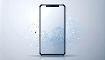 Modern smartphone with abstract network graphic
