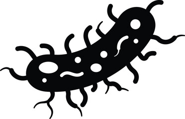 a black microbe silhouette on transparent background