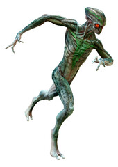 Fototapeta premium 3D Rendering Green Alien on White