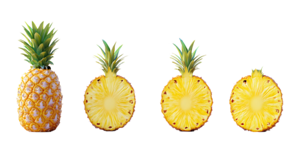 Pineapple Stages From Whole Fruit to Sliced Goodness
