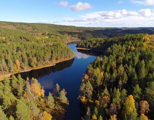 Scenic autumn lake vista