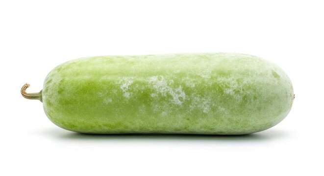 Fresh winter melon (ash gourd) isolated on a white background. This large, green vegetable is commonly used in Asian cuisine, known for its mild flavor and health benefits.