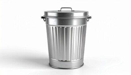 stainless steel trash bin on white