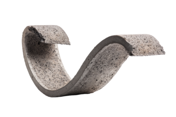 Abstract, sculpted concrete ribbon, curved and fragmented
