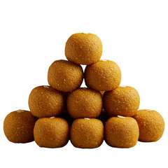 Pile of laddu indian sweets isolated on transparent background