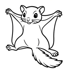 A flying squirrel illustration vector style coloring page