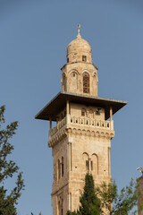 Bab Al-Ghawanima Minaret in the Old Town of Jerusalem. Mamluk buildings in Jerusalem