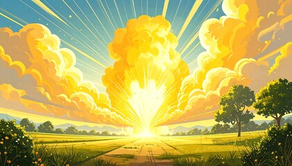 Sunrise over a field of gold