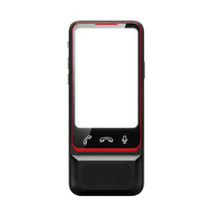 Sleek black and red modern phone illustration isolated on a transparent background with details